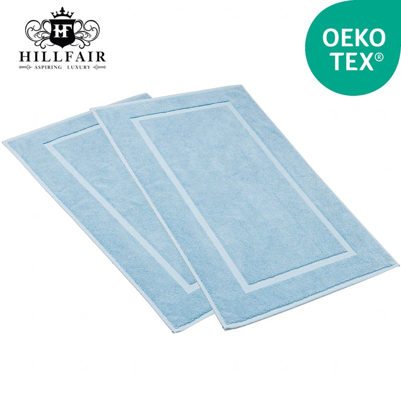 HILLFAIR 900 GSM-Hotel-Spa Tub-Shower Bath Floor Towels - (2 Pack, Sea Green, 21 Inch by 34 Inch) - 100% Cotton Floor Towels Machine Washable Cotton Terry Bath mat Rugs - 2 Piece Towel Set - Image 2
